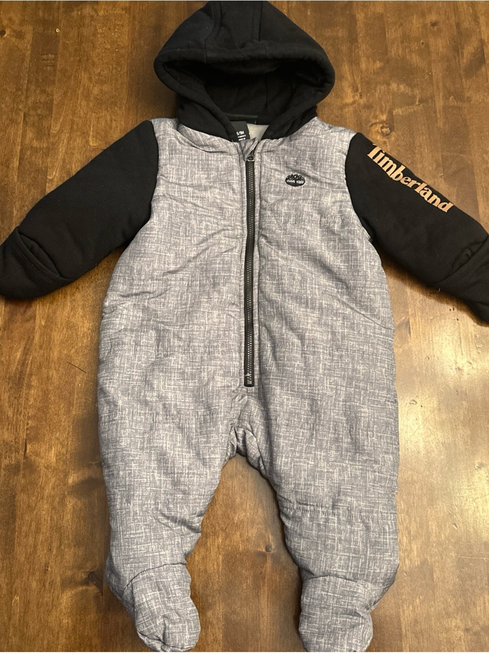 Timberland Baby Quilted Padded Zip Hooded Jumpsuit Fall Winter Size 6-9‎ Months